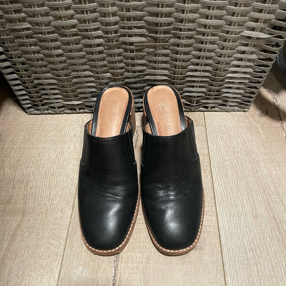 Madewell Black Leather Mules